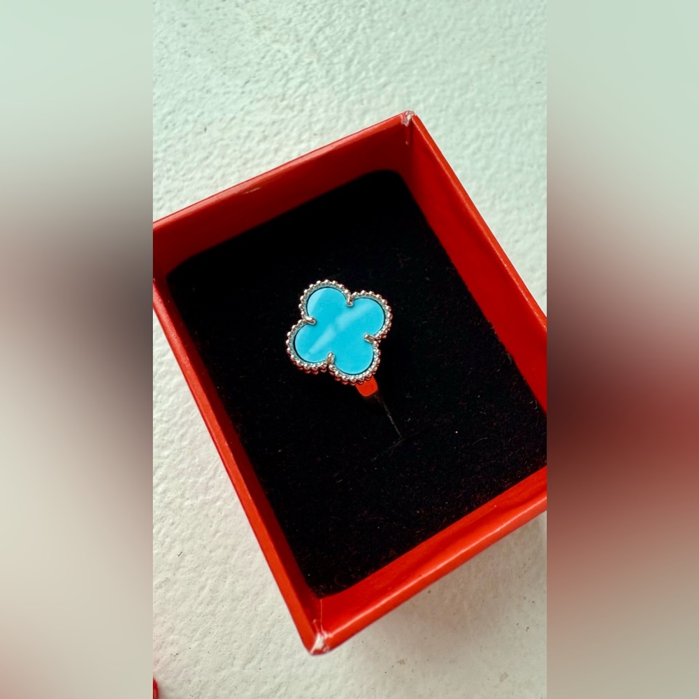 Gemstone 18K Gold Plated Clover Ring